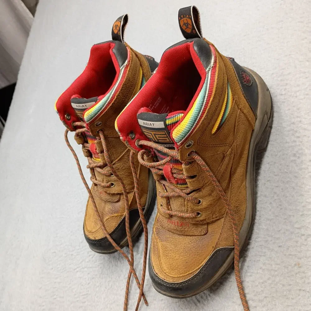 Ariat Terrain Hiking Boots Women 8.5 B Brown Leather Serape Stripe ATS outdoor
